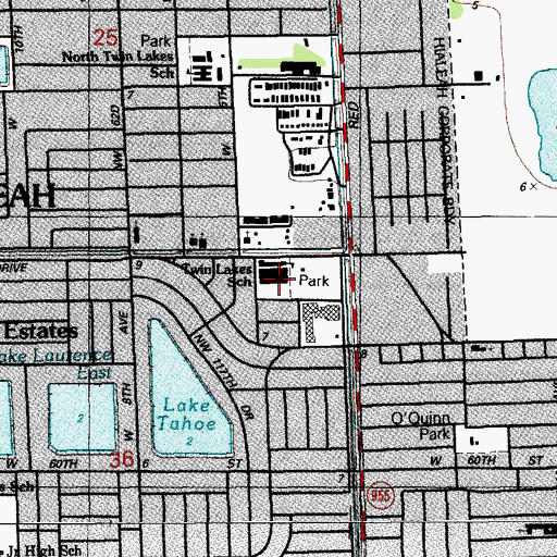 Topographic Map of Twin Lakes Elementary School, FL