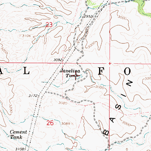 Topographic Map of Javelina Tank, AZ
