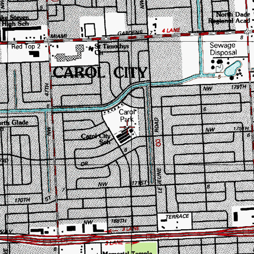 Topographic Map of Carol City Elementary School, FL