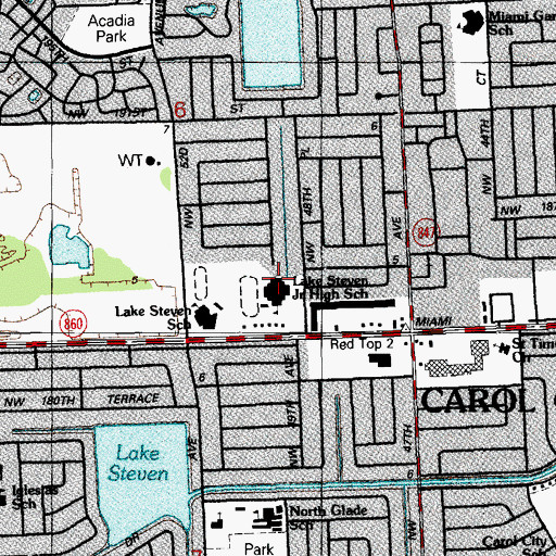 Topographic Map of Lake Stevens Middle School, FL