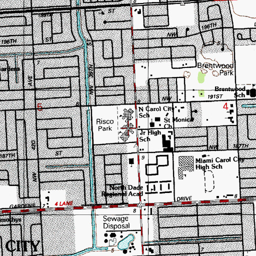 Topographic Map of Carol City Middle School, FL