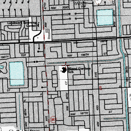 Topographic Map of Miami Gardens Elementary School, FL