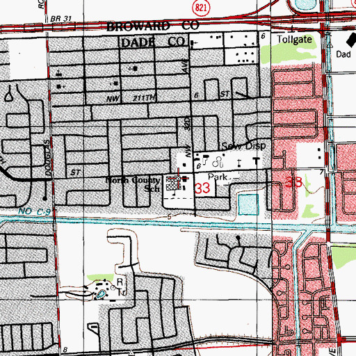 Topographic Map of North County K - 8 Center, FL