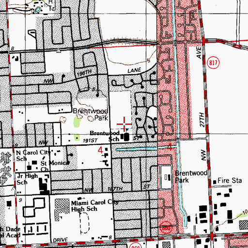 Topographic Map of Brentwood Elementary School, FL