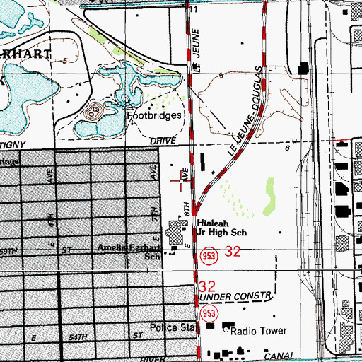 Topographic Map of Amelia Earhart Elementary School, FL