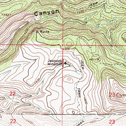 Topographic Map of Jawbone Windmill, AZ