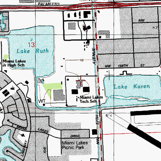 Topographic Map of Miami Lakes Educational Center, FL