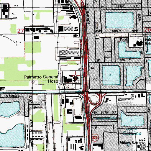 Topographic Map of Palmetto General Hospital, FL