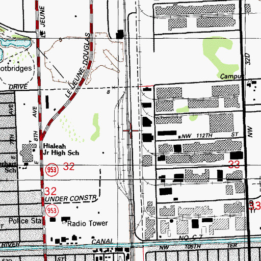 Topographic Map of Commerce Park Railroad Station, FL