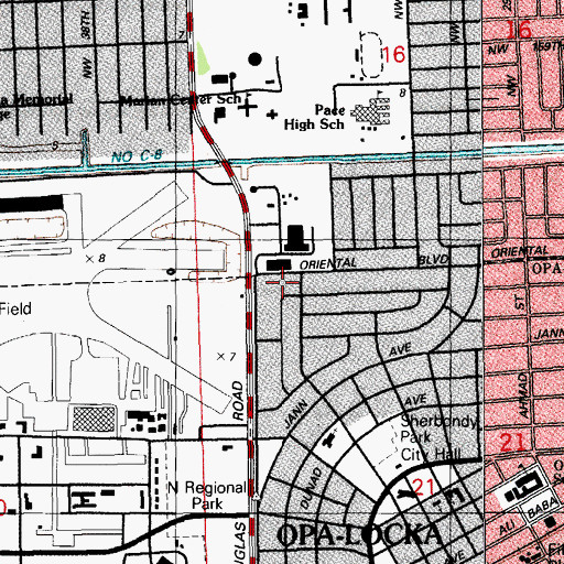 Topographic Map of Parkway Baptist Wee Care Center, FL