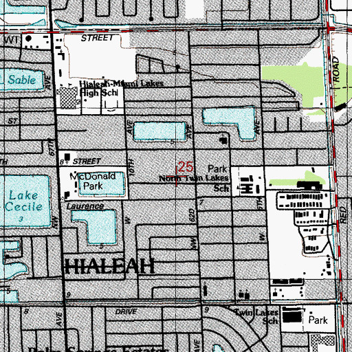 Topographic Map of Montessori Childrens House of Miami Lakes, FL