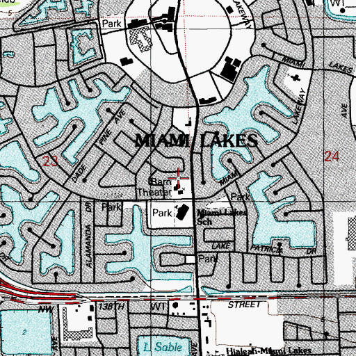 Topographic Map of Miami Lakes Congregational Church Preschool, FL