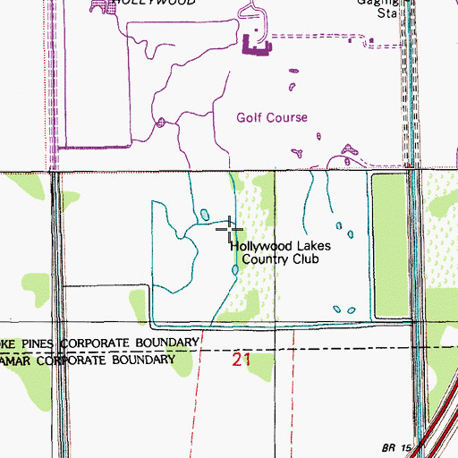 Topographic Map of Hollywood Lakes Country Club, FL