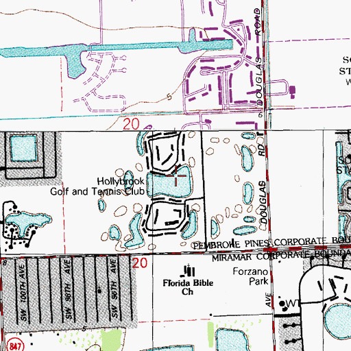 Topographic Map of Hollybrook Golf and Tennis Club, FL