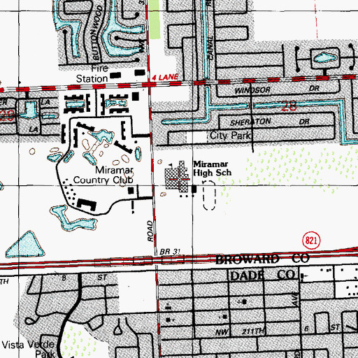 Topographic Map of Miramar High School, FL