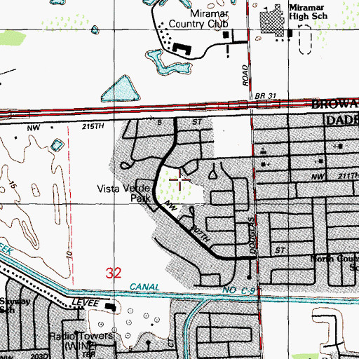 Topographic Map of Vista Verde, FL