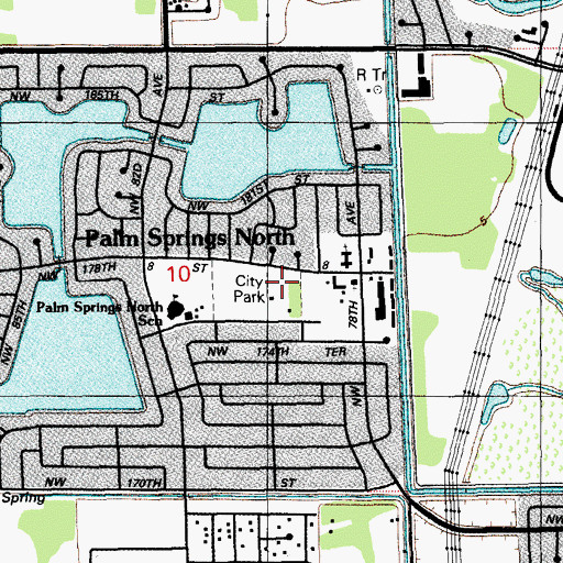 Topographic Map of Palm Springs North Park, FL