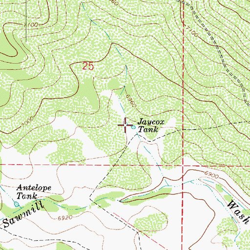 Topographic Map of Jaycox Tank, AZ