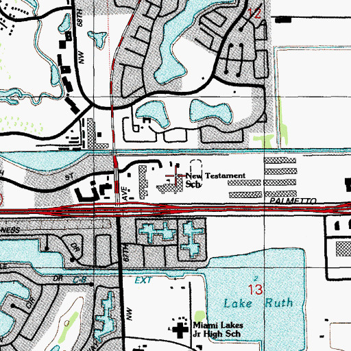 Topographic Map of New Testament Church and School, FL