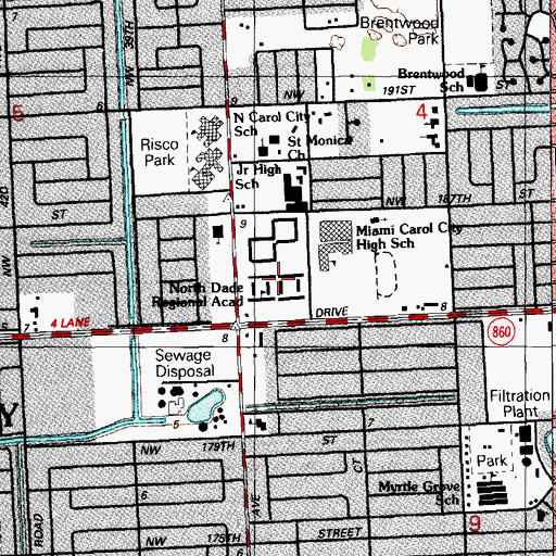 Topographic Map of North Dade Regional Academy, FL