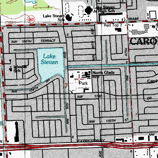 Topographic Map of North Glade Park, FL