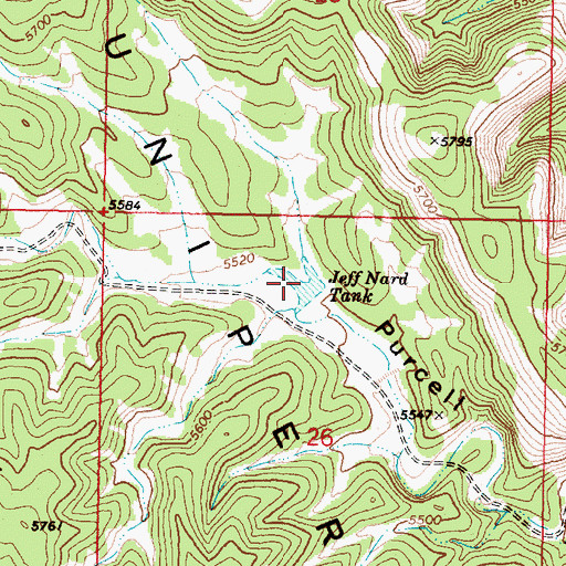 Topographic Map of Jeff Nard Tank, AZ