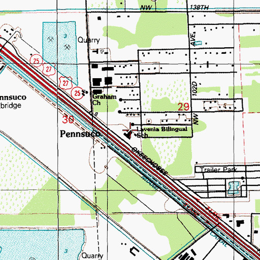 Topographic Map of Lavenia Bilingual School, FL