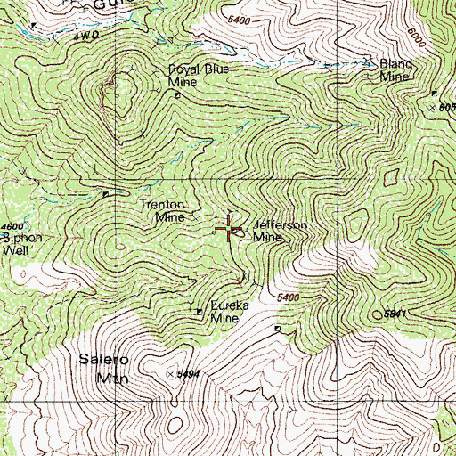 Topographic Map of Jefferson Mine, AZ