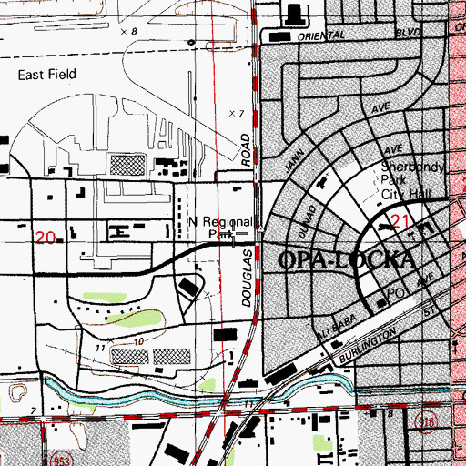 Topographic Map of North Regional Park, FL