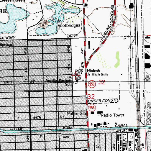 Topographic Map of Amelia Earhart Elementary School, FL