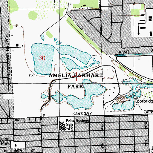Topographic Map of Amelia Earhart Park, FL