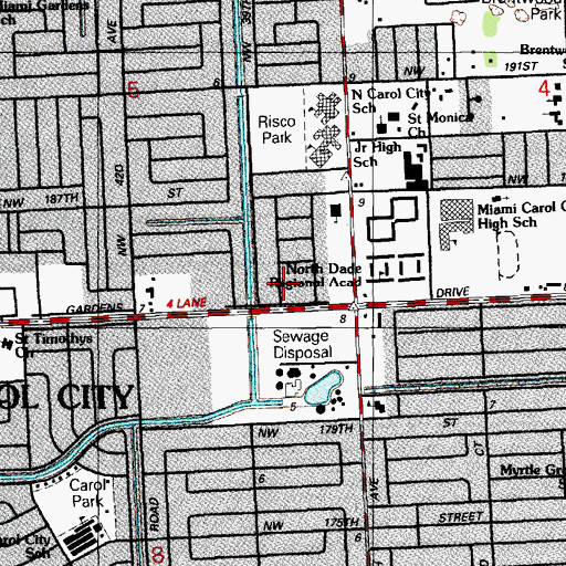 Topographic Map of Risco Park, FL