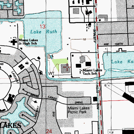 Topographic Map of Miami Lakes Picnic Park, FL
