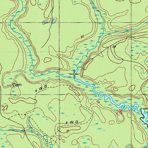 Topographic Map of Rowletts Creek, FL