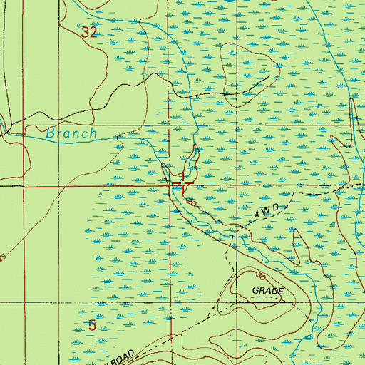 Topographic Map of Alligator Creek, FL