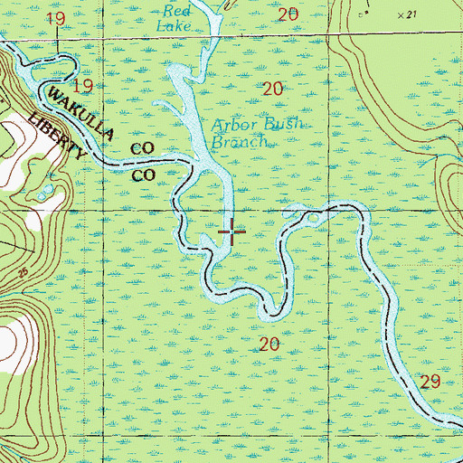 Topographic Map of Arbor Bush Branch, FL