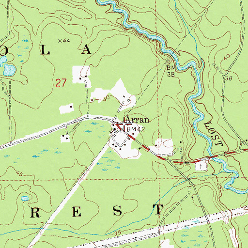 Topographic Map of Arran, FL