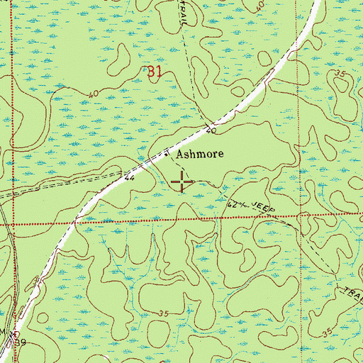 Topographic Map of Ashmore, FL