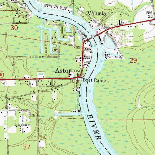 Topographic Map of Astor, FL