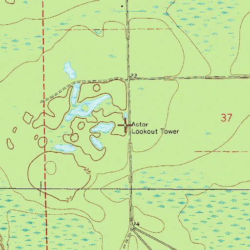 Topographic Map of Astor Lookout Tower, FL
