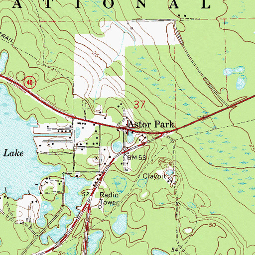 Topographic Map of Astor Park, FL
