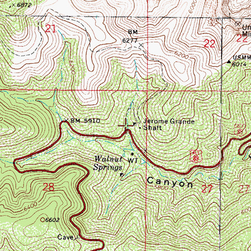 Topographic Map of Jerome Grande Shaft, AZ