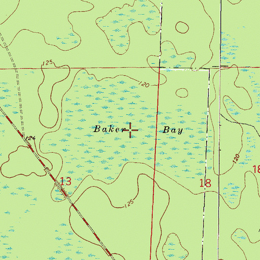 Topographic Map of Baker Bay, FL