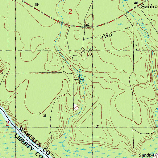 Topographic Map of Baker Branch, FL