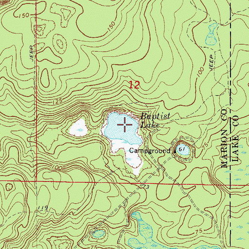 Topographic Map of Baptist Lake, FL