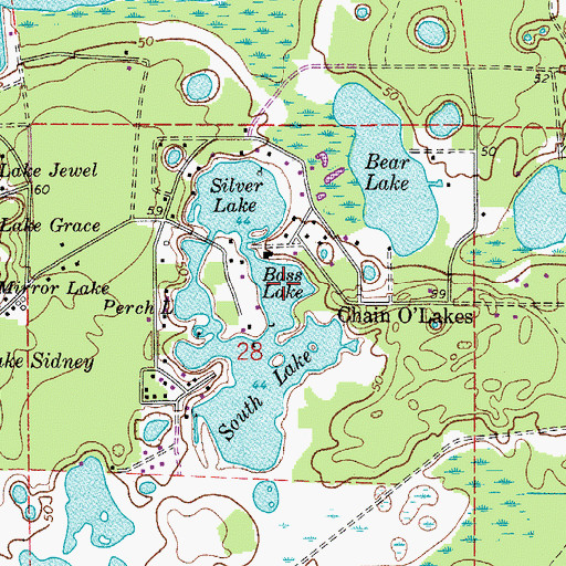 Topographic Map of Bass Lake, FL