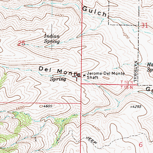 Topographic Map of Jerome-Del Monte Shaft, AZ