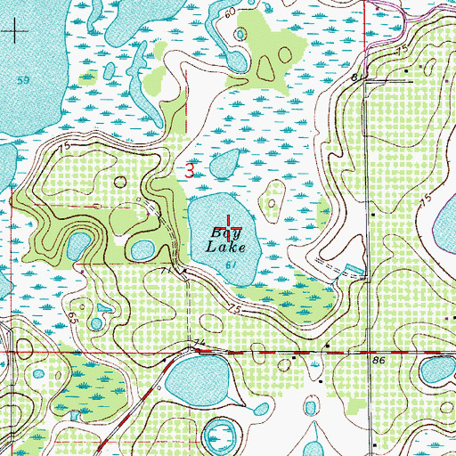 Topographic Map of Bay Lake, FL