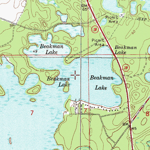 Topographic Map of Beakman Lake, FL