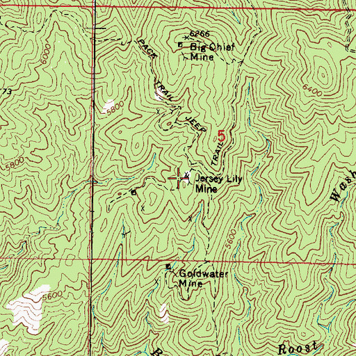 Topographic Map of Jersey Lily Mine, AZ
